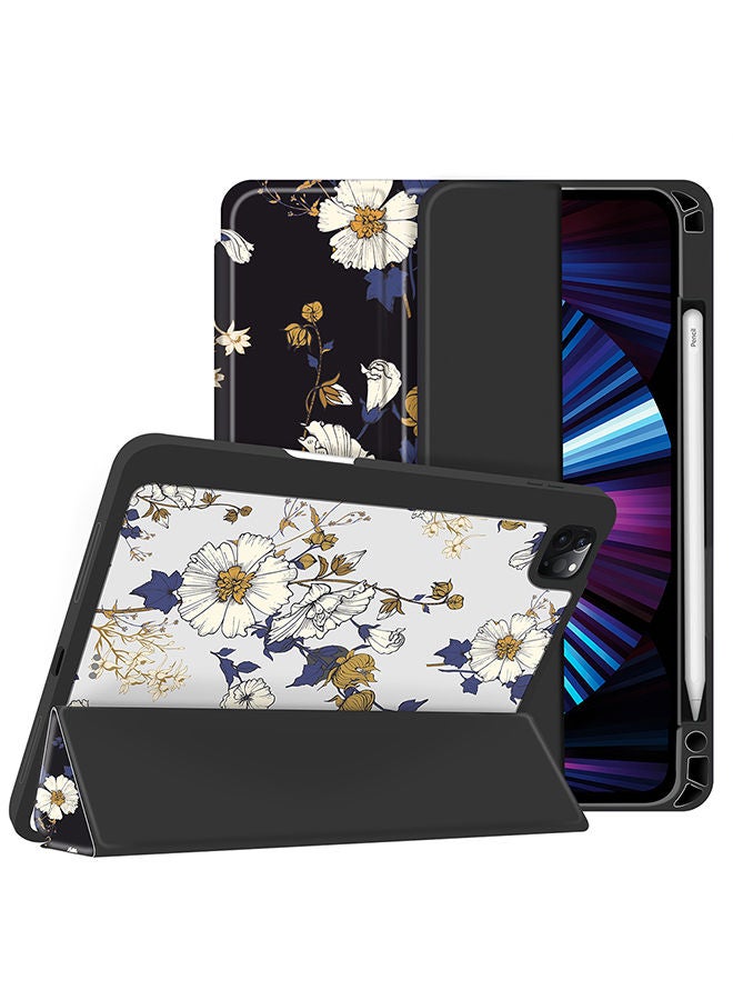 O Ozone Case for iPad Air 5/4 10.9 Inch or iPad Pro 11 Inch Auto Sleep/Wake with Pencil Holder Anti Scratch Soft TPU Floral Protective Shockproof Cover Tablet Case - Black  - Image 5