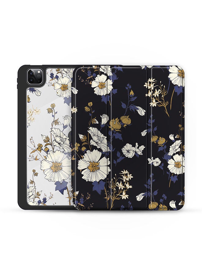 O Ozone Case for iPad Air 5/4 10.9 Inch or iPad Pro 11 Inch Auto Sleep/Wake with Pencil Holder Anti Scratch Soft TPU Floral Protective Shockproof Cover Tablet Case - Black  - Image 1