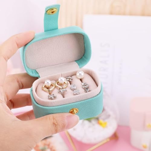 Gowloz Mini Ring Jewelry Box (Faux Leather, Teal Green, 6.5 x 4.7 x 3.9 cm) – Small Portable Travel Case Organizer for Rings & Earrings – Compact Jewelry Storage Box for Women & Girls - Image 4