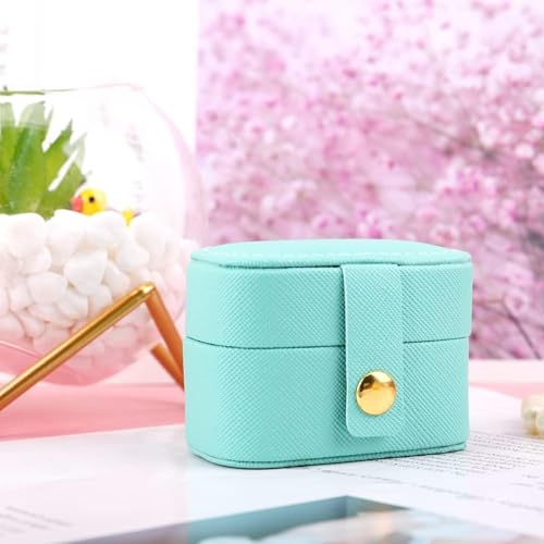 Gowloz Mini Ring Jewelry Box (Faux Leather, Teal Green, 6.5 x 4.7 x 3.9 cm) – Small Portable Travel Case Organizer for Rings & Earrings – Compact Jewelry Storage Box for Women & Girls - Image 3