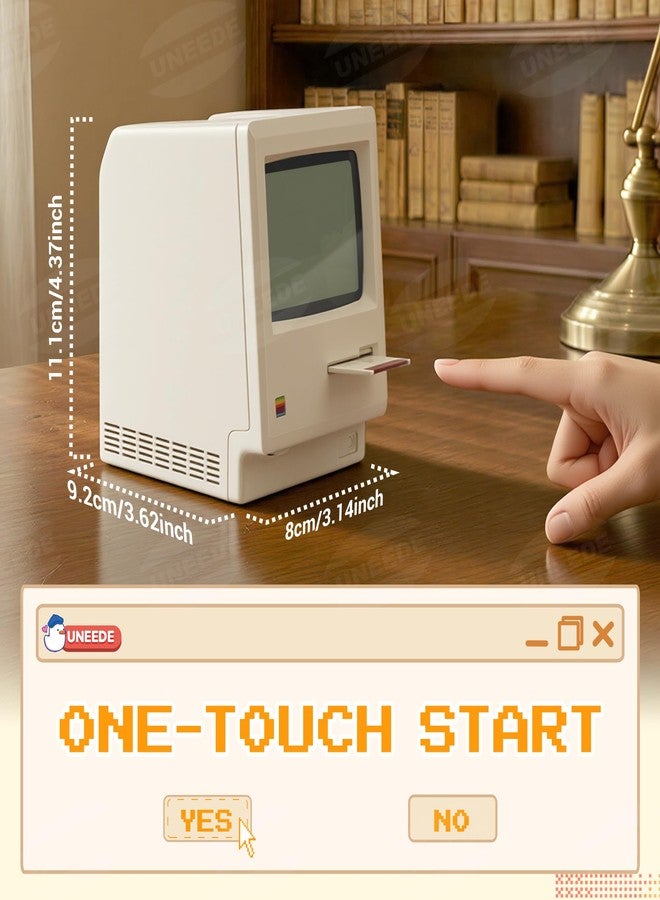 UNEEDE Maclock Retro Desk Clock, 1984 W-8 Computer Inspired Pixel Display Rechargeable Desk Clock, Multi-Alarm, Calendar, Temperature, Dimmable, Unique Retro Tech Gift for Office Bedroom Night Light - Image 3
