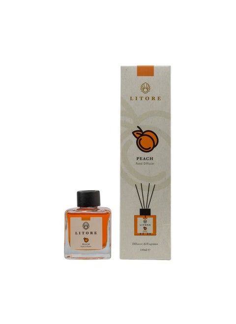 Litore Peach Reed Diffuser, Best Diffuser Aromatherapy Perfume, Home Fragrance, Oil Diffuser & Reed Diffuser Sticks - Perfect for Home & Office - 100 ml