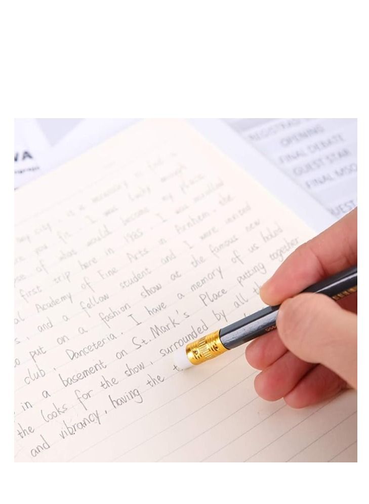 Deli 12 قطعة قلم رصاص جرافيت HB مع ممحاة أسود/أصفر - Image 4