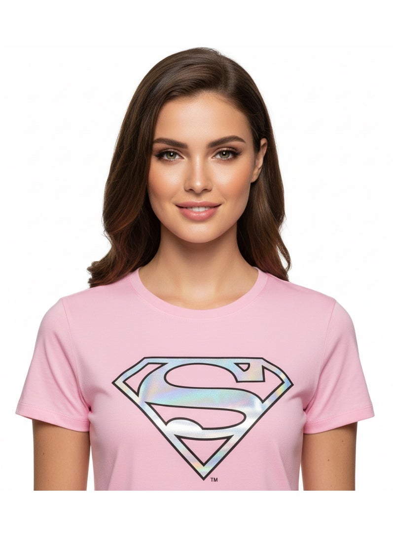 SUPERMAN T-SHIRT LADIES SUPER-MEN R/N S/S ZC - Image 3