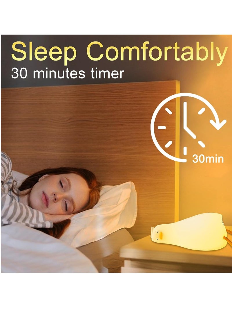JAJEEK Cute Duck Lying Duck Night Light – Silicone LED Bedside Lamp, Dimmable Touch Control Rechargeable, Baby Night Light for Breastfeeding and Bedroom, Soft & Safe Lighting for Kids - Image 3