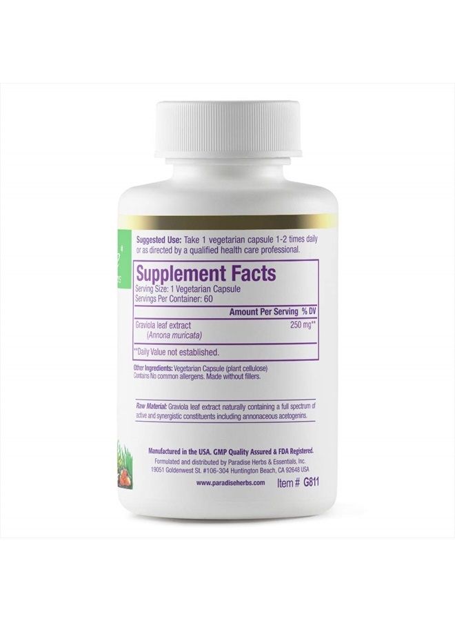 Paradise Herbs Graviola, Graviola Leaf Extract, Whole Spectrum Extract, Vegan, Non-GMO, Gluten Free, 60 Count Vegetarian Capsules - Image 2