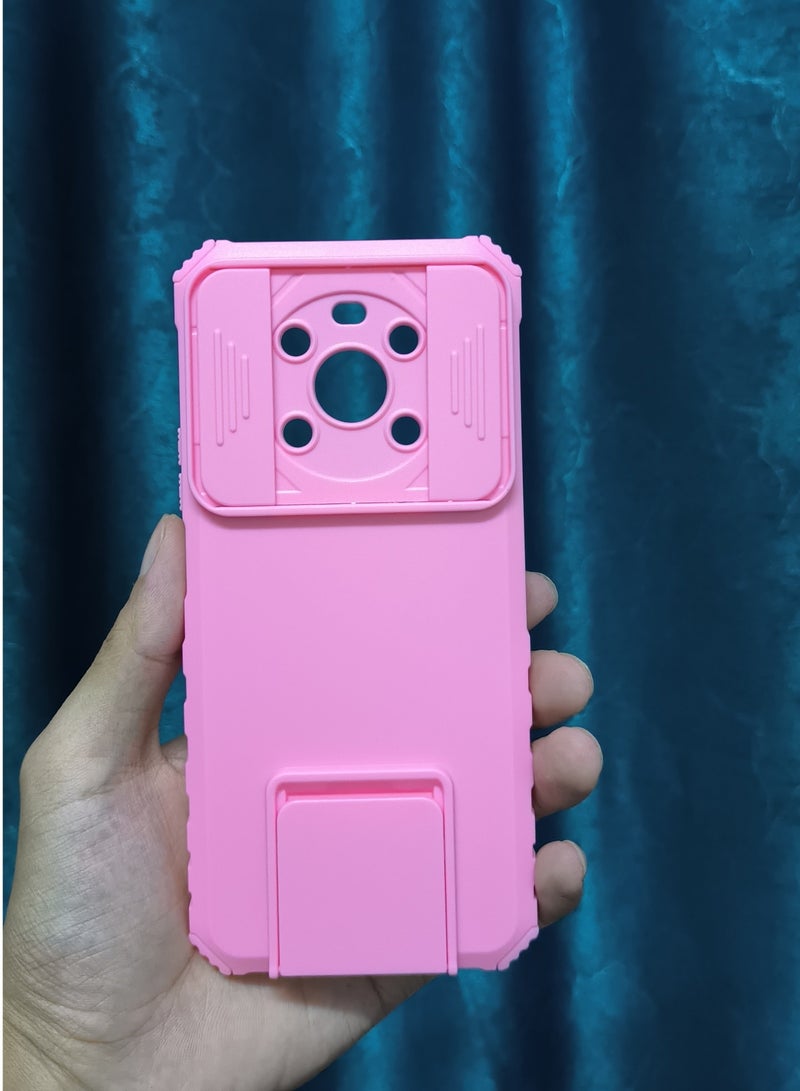 TEAM LUXURY Honor X9 4G/5G Pink Mobile Phone Case Cover, Innovative Telescopic Bracket, Sliding Protection Camera Window, Bumper Shockproof Phone Back Cover - Image 1