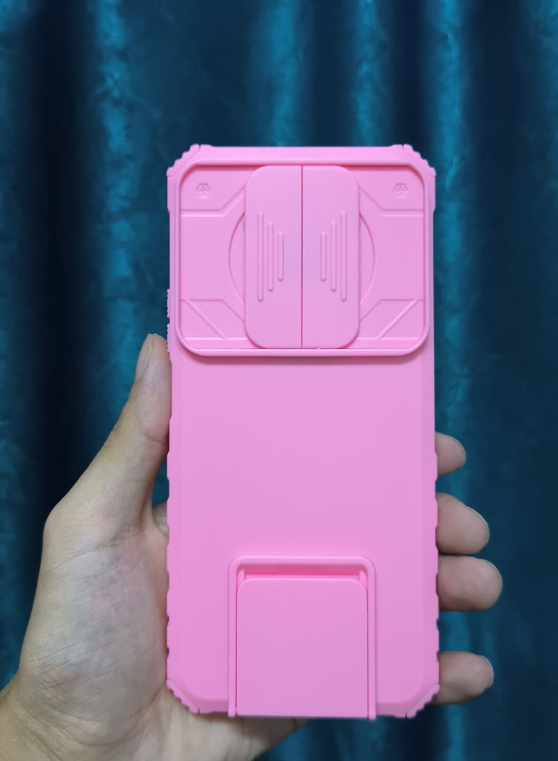 TEAM LUXURY Honor X9 4G/5G Pink Mobile Phone Case Cover, Innovative Telescopic Bracket, Sliding Protection Camera Window, Bumper Shockproof Phone Back Cover - Image 2