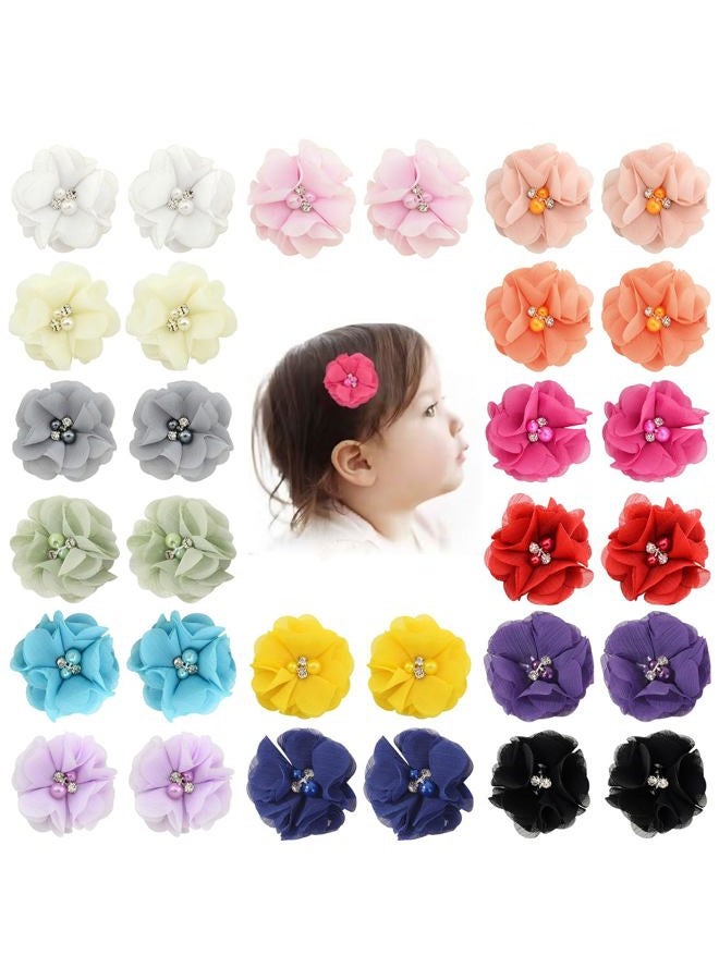 jollybows 30pcs Baby Girls Alligator Hair Clips Chiffon Flower Hair Barrettes Accessories for Kids Toddler Teens (01) - Image 1
