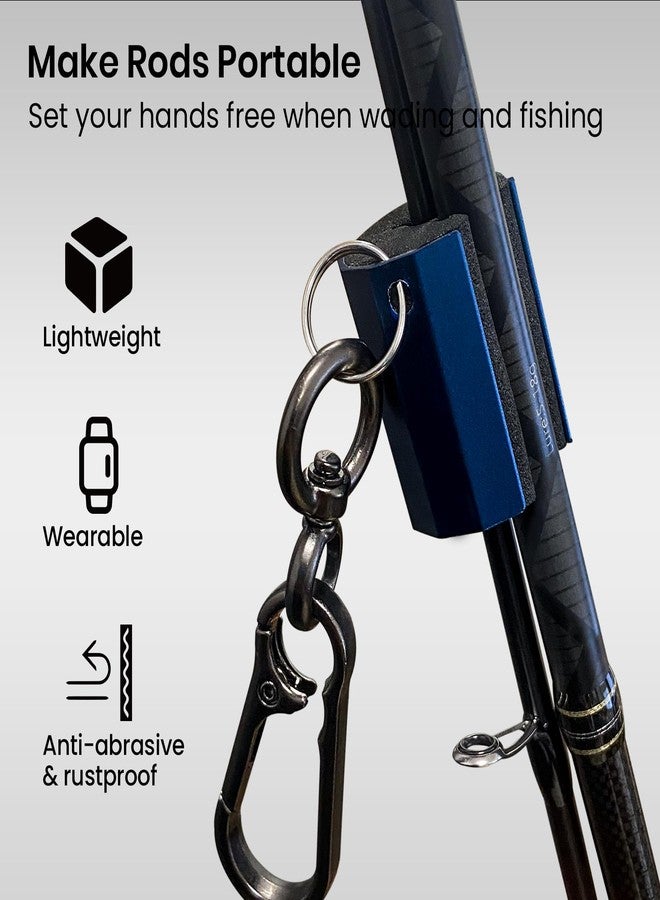 Pristis 3 Pack Fishing Rod Clips, Wearable Rod Holders with Keychain, Portable Hand-free Stainless-steel Fly Fishing Pole Accessory Tackle with Carabiner, Rustproof Durable Assistant Tool Gear - Image 3