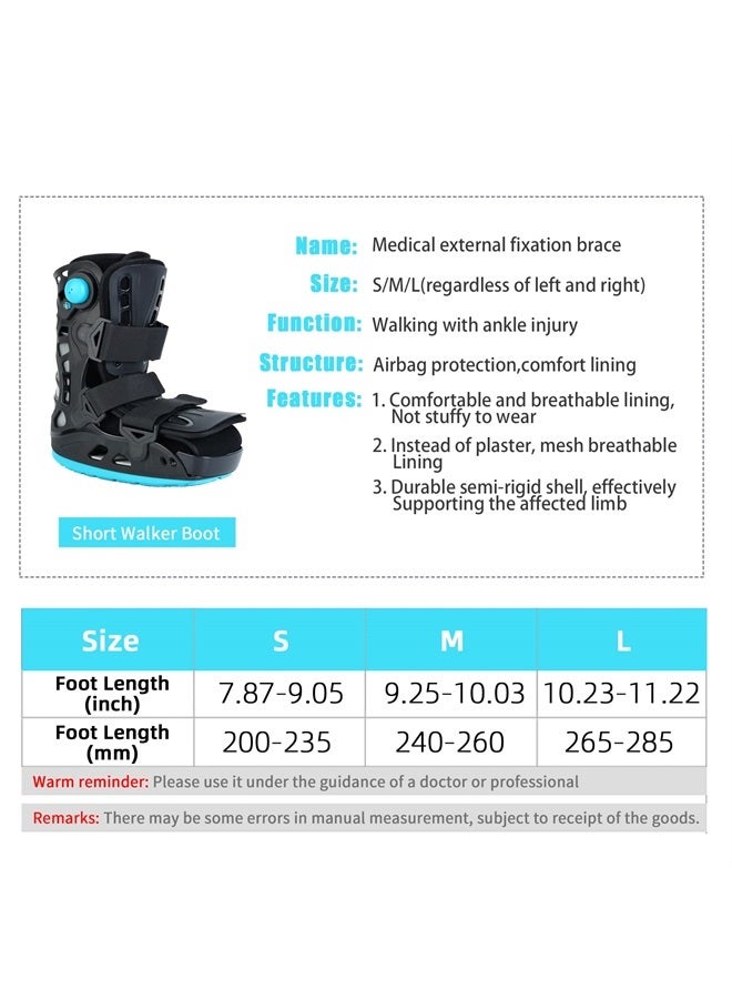 GHORTHOUD Inflatable Walker Boot, Air Cam Walker Fracture Boot, Short Walker Brace Walking Boot Orthopaedic Boot for Sprained Ankle, Foot Pain Recovery, Stress Fracture, Broken Foot, Achilles Tendonitis (Small) - Image 4