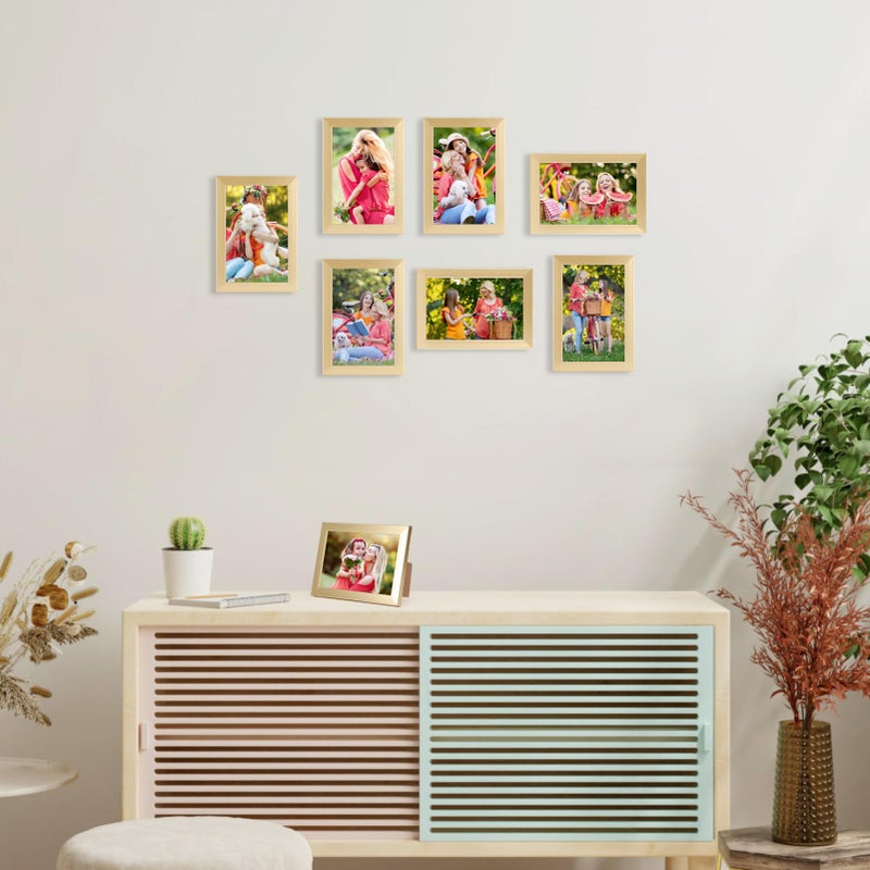 جيفت جاردن GiftGarden 4x6 إطار الصورة مجموعة الذهب من 7 إطارات Multi Modern 4 × 6 للجدار أو عرض الطاولة الذهبية - Image 5