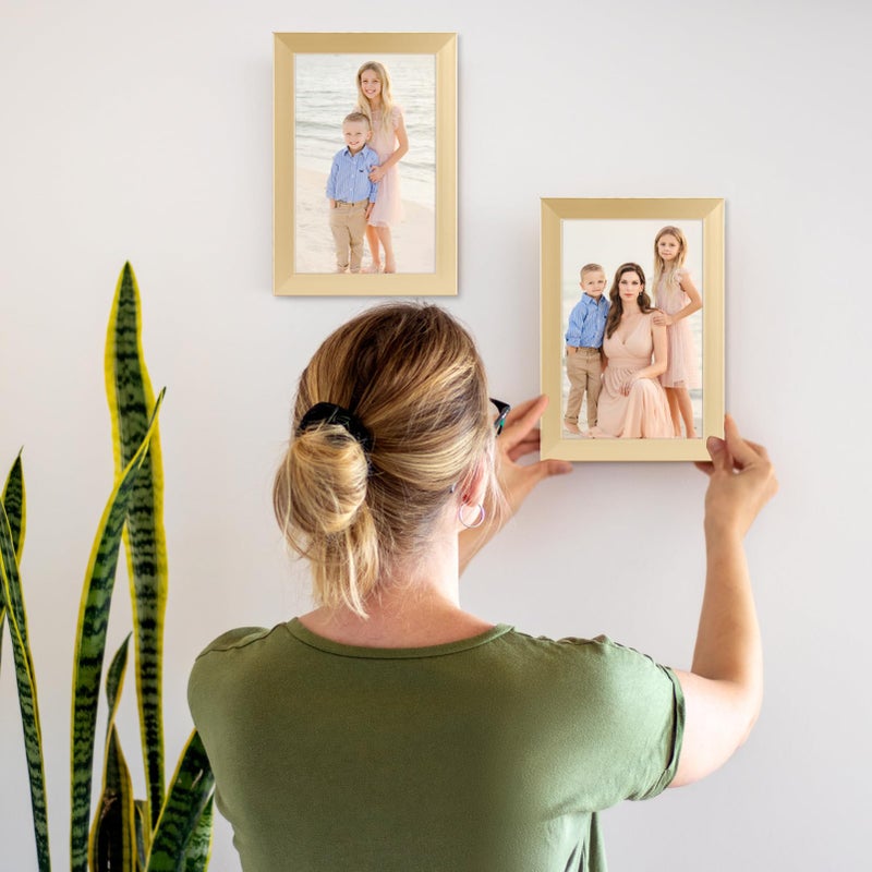 جيفت جاردن GiftGarden 4x6 إطار الصورة مجموعة الذهب من 7 إطارات Multi Modern 4 × 6 للجدار أو عرض الطاولة الذهبية - Image 4