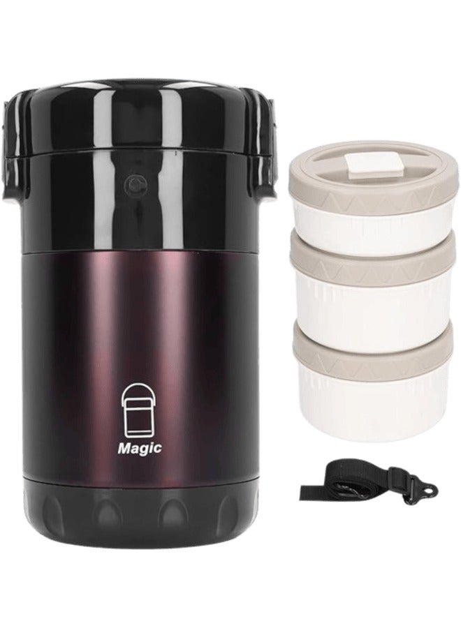 Portable Insulated Tiffin Lunch Box Set – Stackable Bento Box， Stainless Steel Thermal Containers with Bag