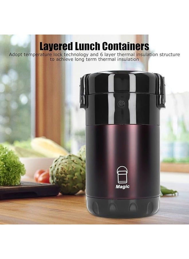Portable Insulated Tiffin Lunch Box Set – Stackable Bento Box， Stainless Steel Thermal Containers with Bag