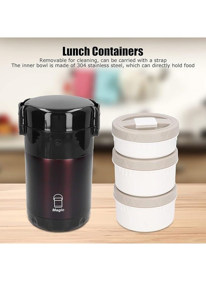 Portable Insulated Tiffin Lunch Box Set – Stackable Bento Box， Stainless Steel Thermal Containers with Bag