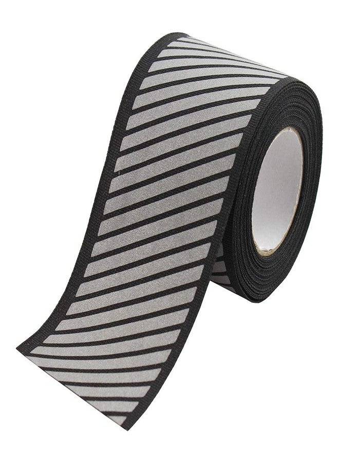 JINBING (Black) - High Visibility Reflective Fabric Stripe Webbing Ribbon Sew On for Clothing 5.1cm x 5m W02 (Black) - Image 1