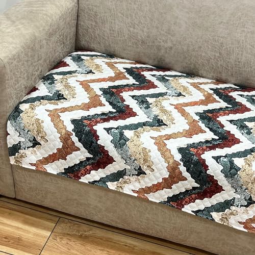AMAZE ATTIRES Velvet Printed Sofa Seat Cover For 5 Seater With Heavy Antiskid Backing&Easily Machine Washable Sofa Seat Runner For Couch (22 Inches X 22 Inches - 2 Piece,22 X 68 Inch-1 Pc) Aaqsr005 - Image 2