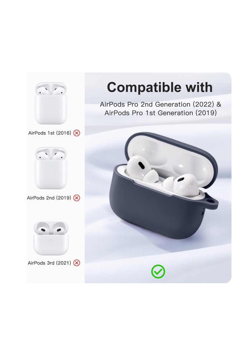 Generic AirPods Pro 2nd Generation Case Cover, Protective Silicone Skin Accessories with Keychain for Women Men for Apple AirPods Pro Gen 2 (2022), Front LED Visible  - Image 2