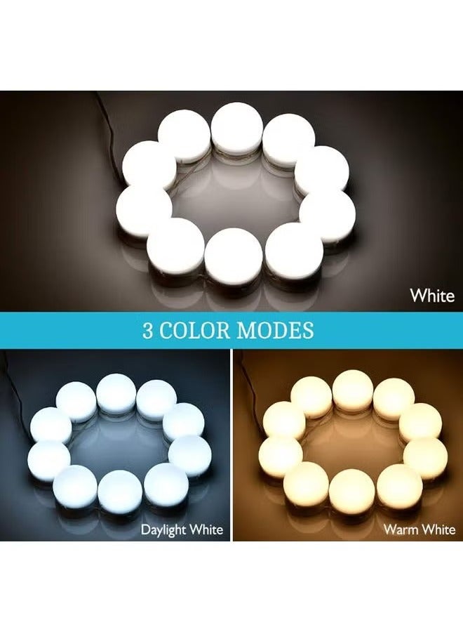 JAJEEK 10-LED Vanity Mirror Light Kit – White, Dimmable LED Bulbs for Makeup, Dressing Room, and Bathroom Mirrors with Easy Stick-On Installation, Adjustable Brightness for Perfect Lighting in Vanity and Beauty Studios  - Image 2
