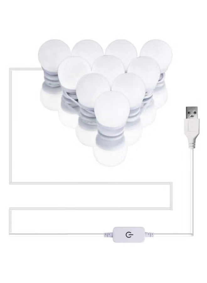 JAJEEK 10-LED Vanity Mirror Light Kit – White, Dimmable LED Bulbs for Makeup, Dressing Room, and Bathroom Mirrors with Easy Stick-On Installation, Adjustable Brightness for Perfect Lighting in Vanity and Beauty Studios  - Image 1
