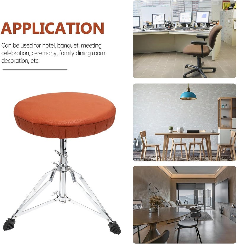 GALPADA Stool Cover Elastic Stretchable Bar Stool Seat Cushion Slipcover Brown Fabric Diameter 30cm with 10cm Edge Suitable for Dining and Home Use - Image 3