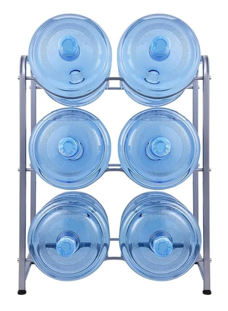 NTECH 5 Gallon Water Bottle Holder, 3-Tier Water Cooler Jug Rack for 6 Bottles Heavy Duty Detachable Kitchen Organization and Storage Shelf - Image 1