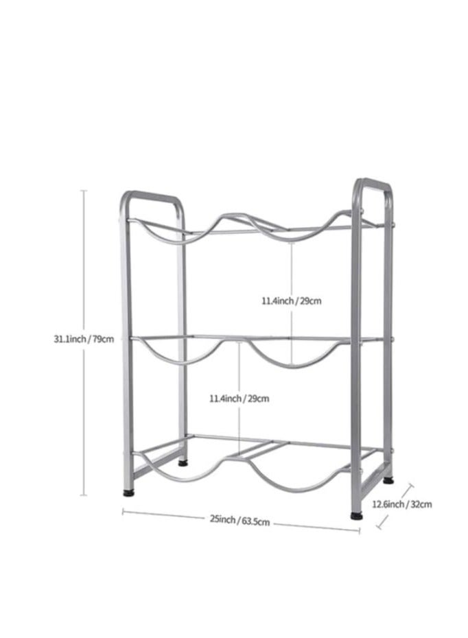 NTECH 5 Gallon Water Bottle Holder, 3-Tier Water Cooler Jug Rack for 6 Bottles Heavy Duty Detachable Kitchen Organization and Storage Shelf - Image 5