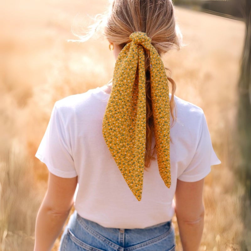 THENEXTLOVE Soft Cotton Viscose Bandana 22''x22'' for Women and Men Multi-purpose Headband Hair Scarf Handkerchief as Gifts(B2-Navy and Yellow) - Image 4