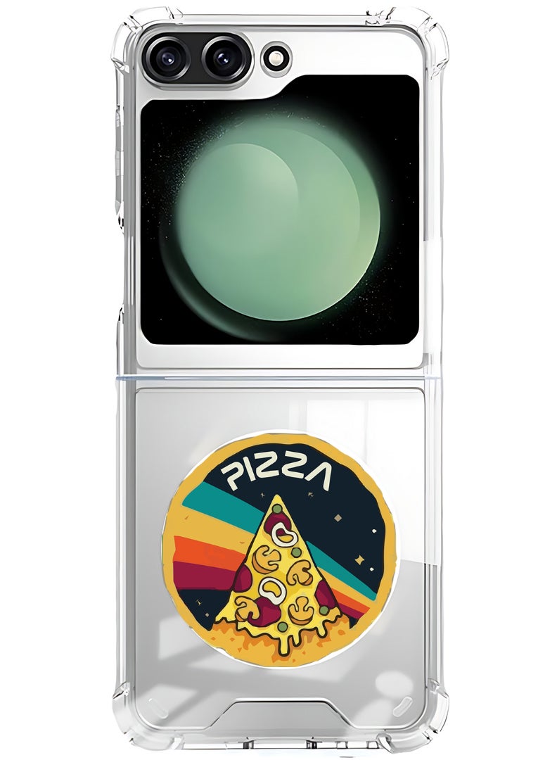 Theodor Magnetic Case for Samsung Galaxy Z Flip 6 Compatible with MagSafe Wireless Charging, Shockproof Phone Bumper Cover Pizza - Image 1