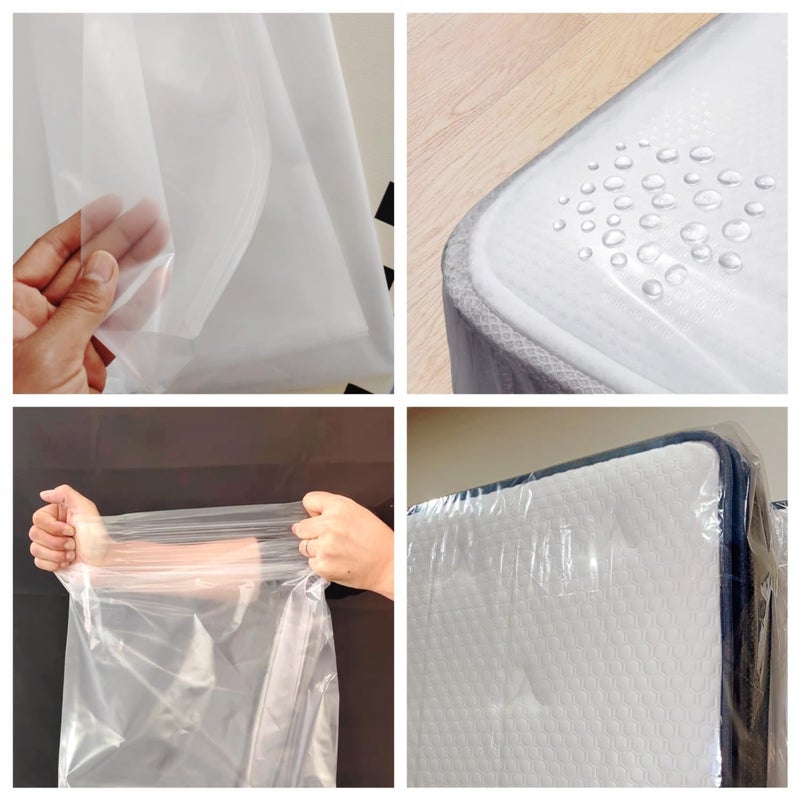 KINGPLAST Mattress Bags for Moving and Storage, Heavy Duty 2 Pack King/Queen Plastic Mattress Clear Plastic Disposal Mattress Storage Bag,100% Waterproof and dustproof Mattress Cover/Protector - Image 5