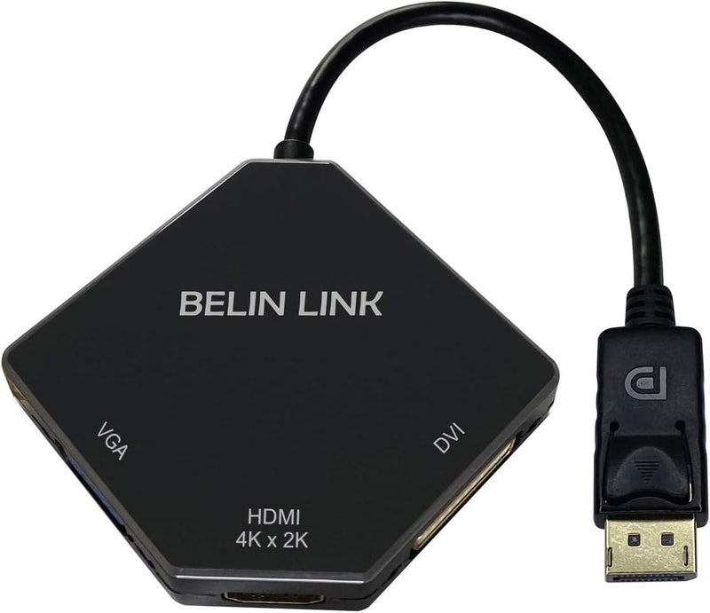 BELIN LINK DP to HDMI VGA DVI Adapter Displayport to HDMI 4K Adapter 3 in 1 Display Port to HDMI VGA DVI Converter Male to Female Gold-Plated (Diamond Shaped)… (Diamond Shaped) - Image 5