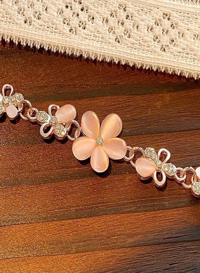 SUPER SOFTENER Elegant and Cute Floral Rhinestone Women's Bracelet, Adjustable Sweet Fresh Style Flower Charm Jewelry, Ladies' Fashion Accessory - Image 3