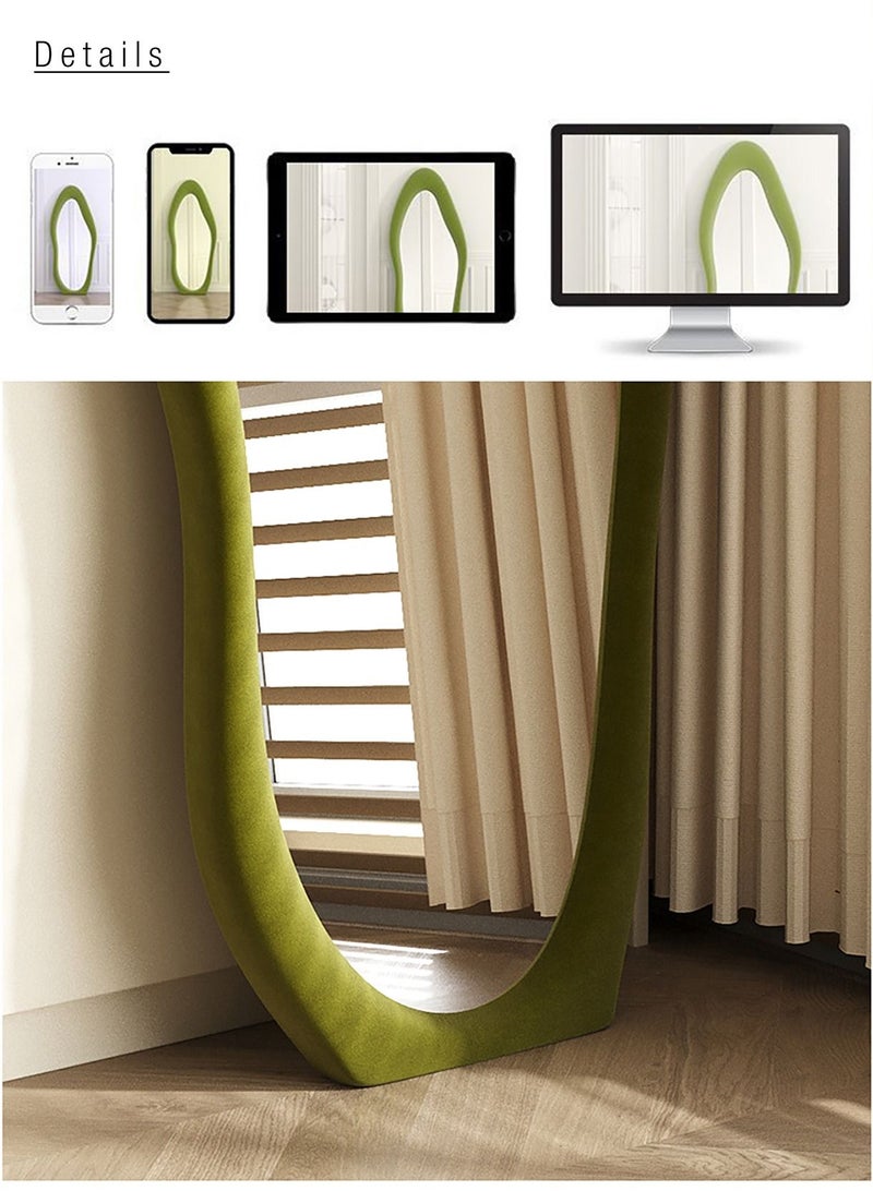 Merry Moments Nelly Velvet Full Length Mirror Leaning Against Wall Large Irregular Bedroom Mirror Floor Mirror Dressing Mirror Wall Mounted Mirror Green Colour Size 60x160cm Type C - Image 5