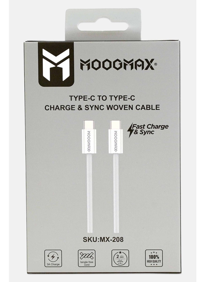 MOOGMAX MX-057 Fabric Charging Cable, White  - Image 1