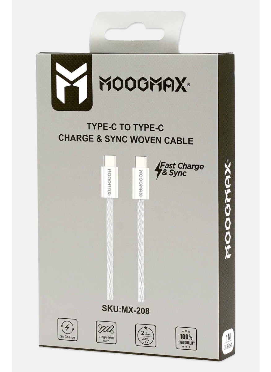 MOOGMAX MX-057 Fabric Charging Cable, White  - Image 2
