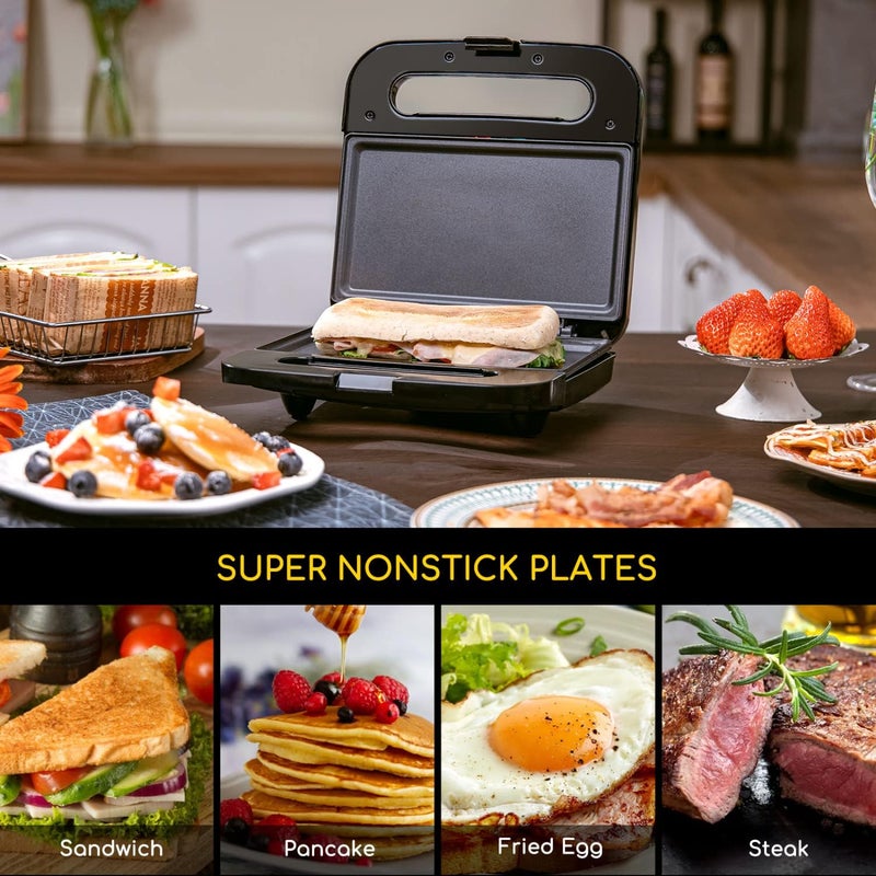 Aigostar Sandwich Maker, Non-Stick Panini Press Sandwich Maker Breakfast Grilled Cheese Maker, Stainless Steel Tostadora de Pan - Image 2