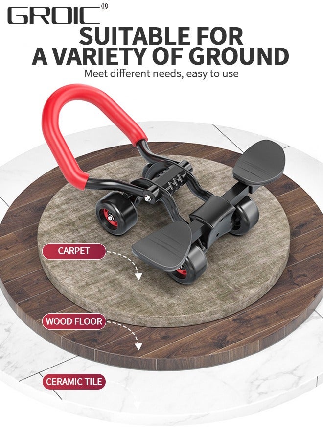 جرويك عجلة آب رولر للتمرين الأساسي، مجموعة عجلة البطن آب رولر التلقائية للارتداد، معدات تمارين البطن لتدريبات القوة في البطن والأساس، معدات اللياقة البدنية المنزلية مع وسادة للركبة - Image 5