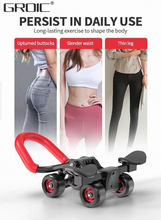 جرويك عجلة آب رولر للتمرين الأساسي، مجموعة عجلة البطن آب رولر التلقائية للارتداد، معدات تمارين البطن لتدريبات القوة في البطن والأساس، معدات اللياقة البدنية المنزلية مع وسادة للركبة - Image 4