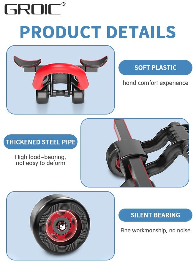 جرويك عجلة آب رولر للتمرين الأساسي، مجموعة عجلة البطن آب رولر التلقائية للارتداد، معدات تمارين البطن لتدريبات القوة في البطن والأساس، معدات اللياقة البدنية المنزلية مع وسادة للركبة - Image 3