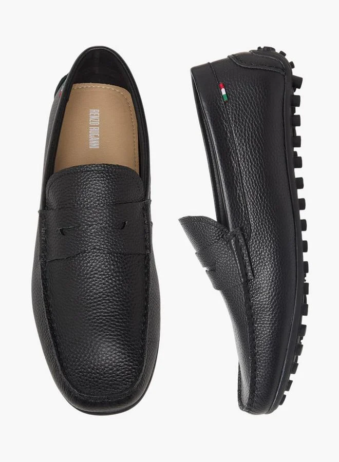 Renzo Ruganni Men Textured Leather Loafers