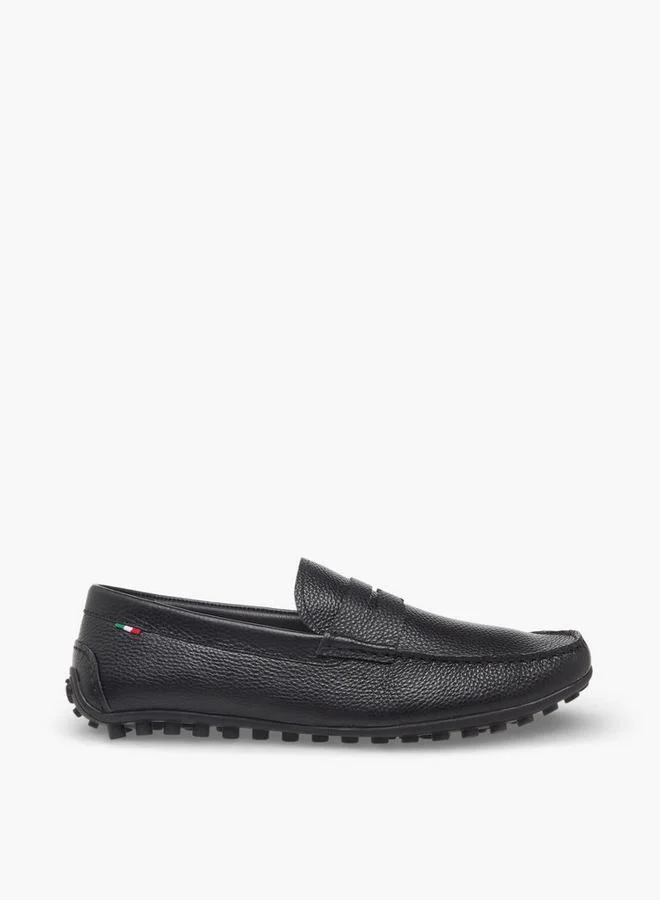 Renzo Ruganni BLACK Men Textured Leather Loafers for Men | Best Price UAE