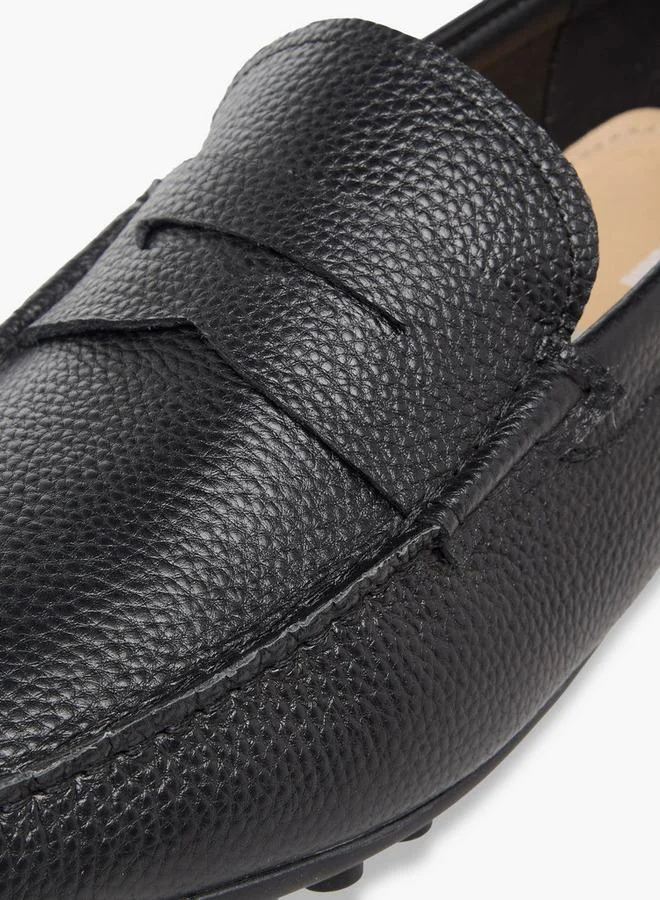 Renzo Ruganni BLACK Men Textured Leather Loafers for Men | Best Price UAE