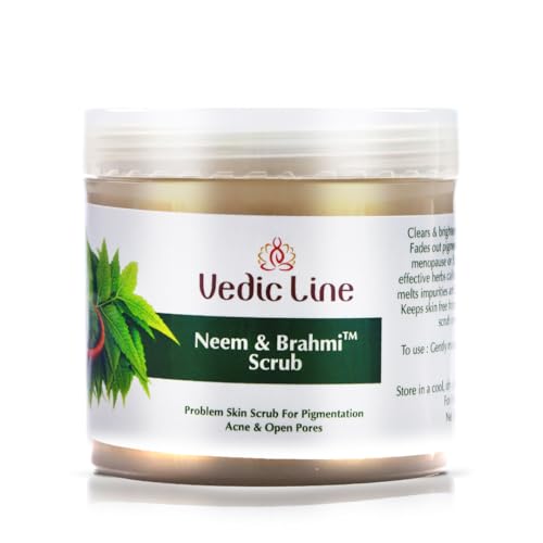 Vedic Line Vedicline Neem & Brahmi Face Scrub Reduce Dead skin, Acne and Open Pores With Almond Oil, Tulsi, Aloe Vera For Skin Purification,100ml - Image 1