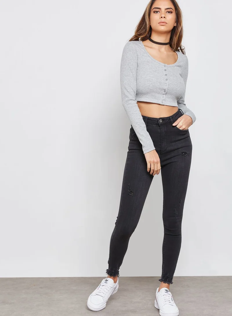 FOREVER 21 Button Down Crop Top