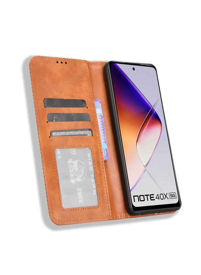 Zaboon Case For Infinix Note 40X 5G X6838 Magnetic Buckle Retro Texture Leather Phone Case - Image 4