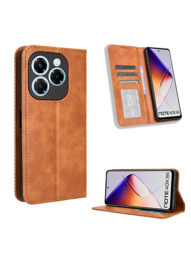 Zaboon Case For Infinix Note 40X 5G X6838 Magnetic Buckle Retro Texture Leather Phone Case - Image 1