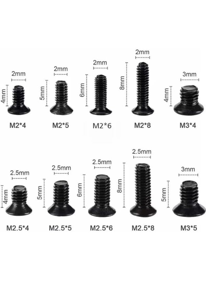 500-Piece M2 M2.5 M3 Phillips Flat Head Screw Set for Laptop Notebook Computer Repair - Small Precision Screws Kit  - Image 2