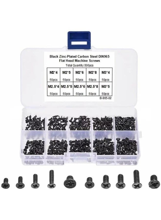 500-Piece M2 M2.5 M3 Phillips Flat Head Screw Set for Laptop Notebook Computer Repair - Small Precision Screws Kit  - Image 1