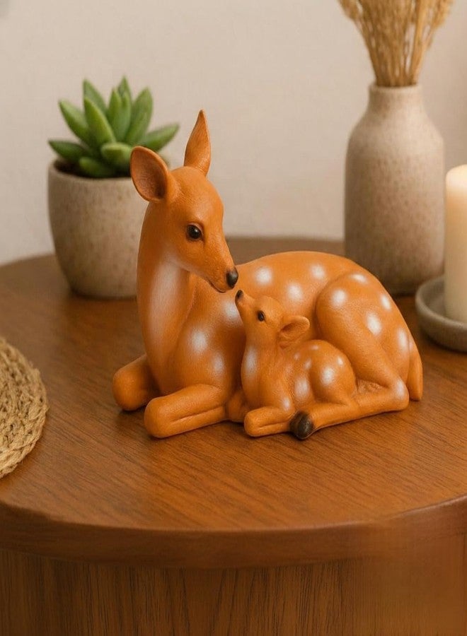 Ramashram Cute Deer with Fawn Figurine - 4 Inch Length x 2.5 Inch Height - Handcrafted Mother & Baby Deer Showpiece for Home Décor, Tabletop & Gift Purpose”- Resin - Image 1